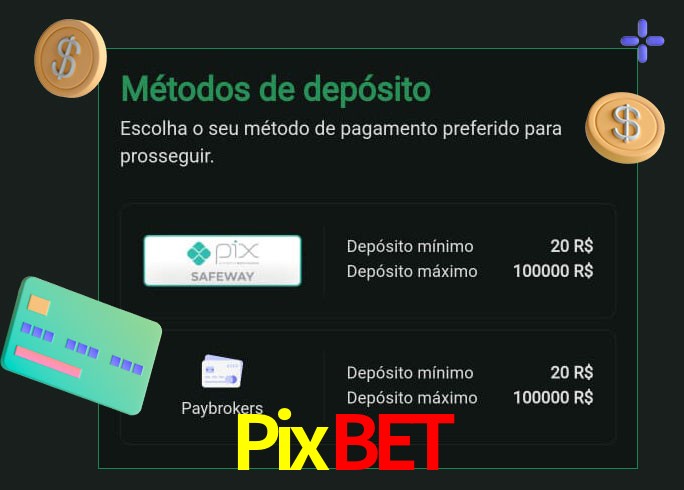 O cassino Pixbet oferece uma grande variedade de métodos de pagamento
